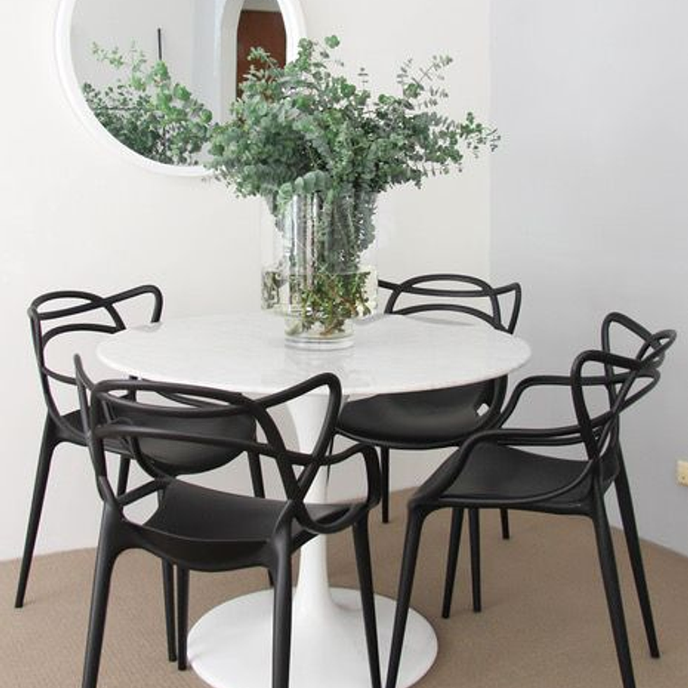 Comedor Lundey redondo blanco 80 cm con 4 Sillas Master 3