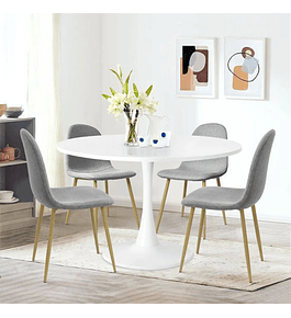 Comedor Kiev redondo blanco 100 cm con 4 Sillas Spoon