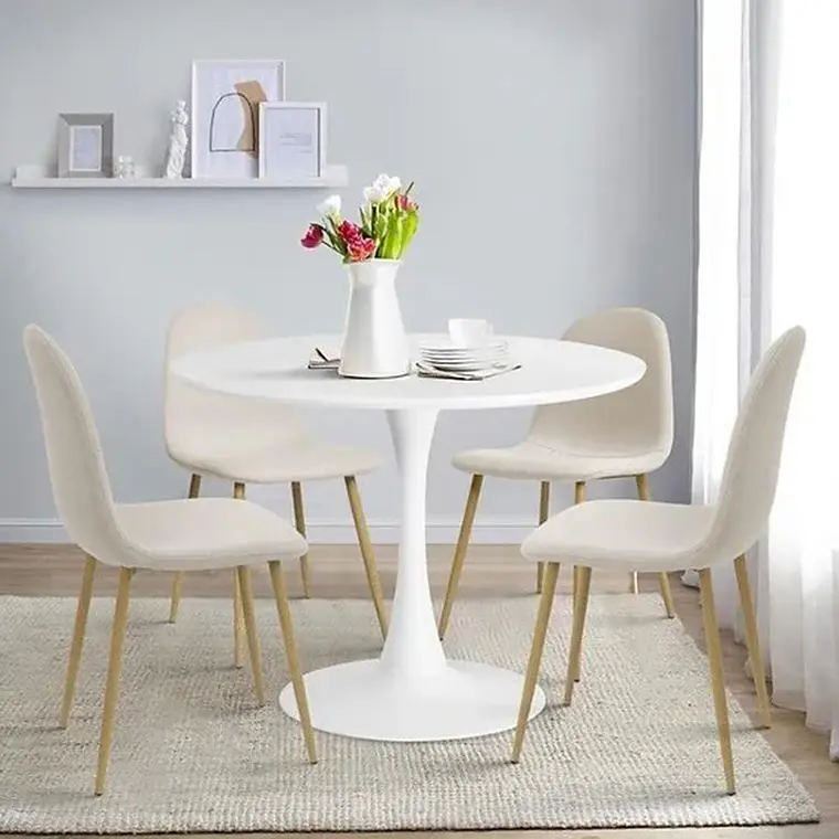 Comedor Kiev redondo blanco 100 cm con 4 Sillas Spoon 3