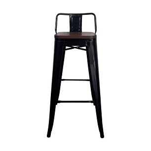 Taburete Tolix 77 cm con asiento madera oscura 