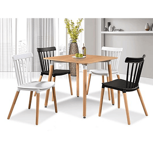 Comedor Narvik cuadrado madera 80x80 cm con 4 Sillas Windsor