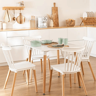 Comedor Narvik cuadrado 80x80 cm con 4 Sillas Windsor