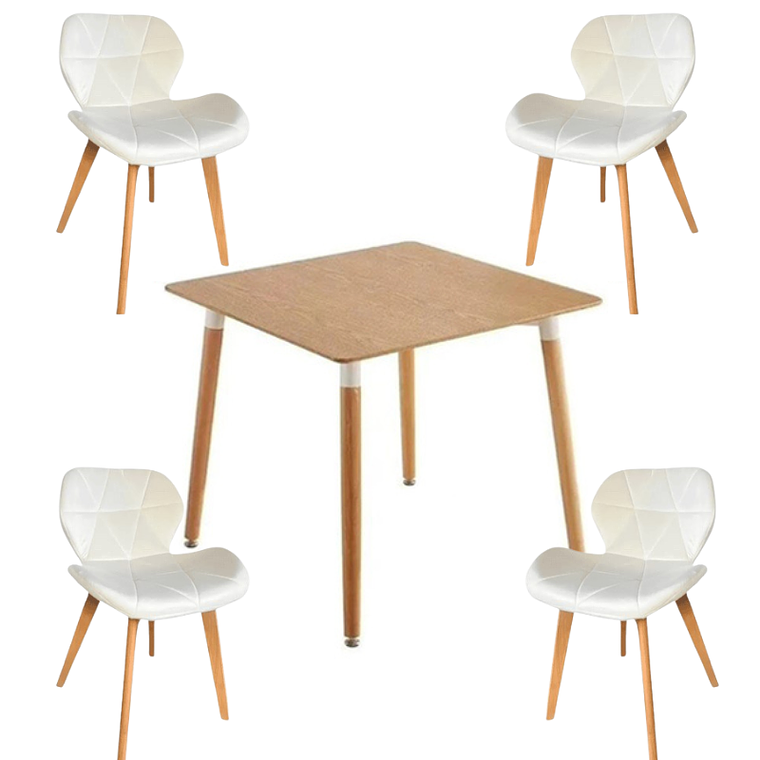 Comedor Dijon cuadrado madera con 4 Sillas Mariposas Rubik Wood Velvet 2