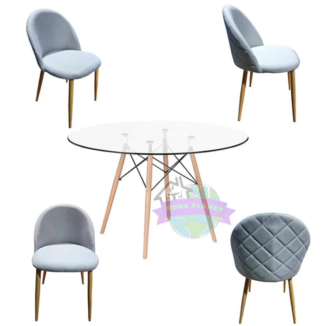 Comedor Pascua Lino redondo vidrio 80 cm con 4 Sillas Breda Lino Rustic 5