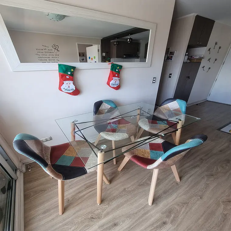 Comedor Colmar rectangular vidrio 120x80 cm con 4 Sillas Patchwork Botticelli 1