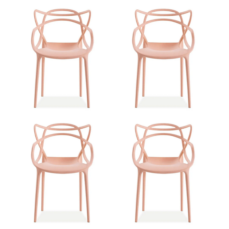 Comedor Sicilia redondo vidrio 100 cm con 4 Sillas Master 6