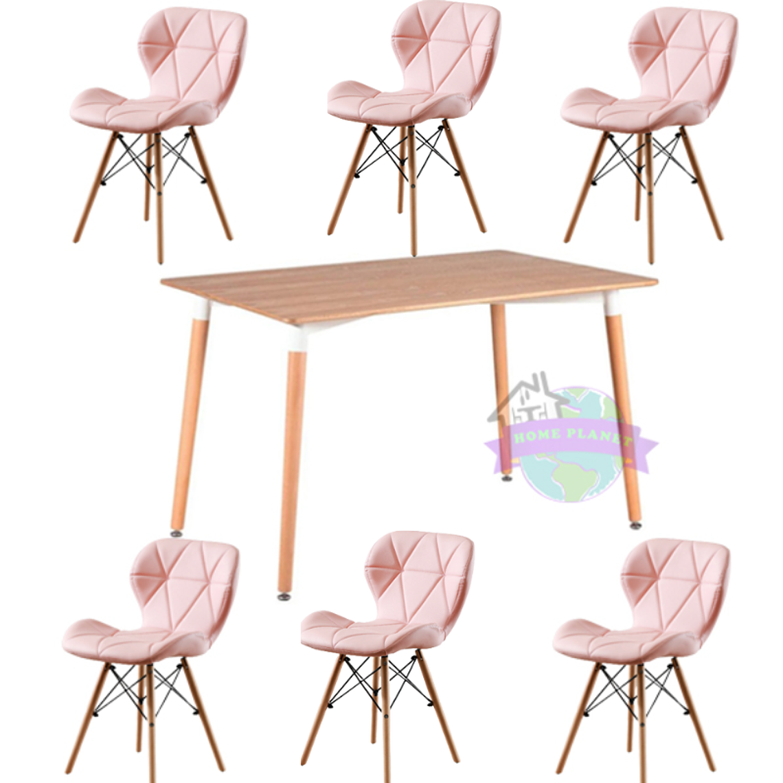 Comedor Rectangular color Madera 120x80 cm con 6 Sillas Mariposas Rubik 5