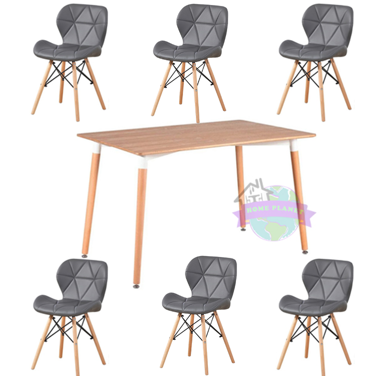 Comedor Rectangular color Madera 120x80 cm con 6 Sillas Mariposas Rubik 3