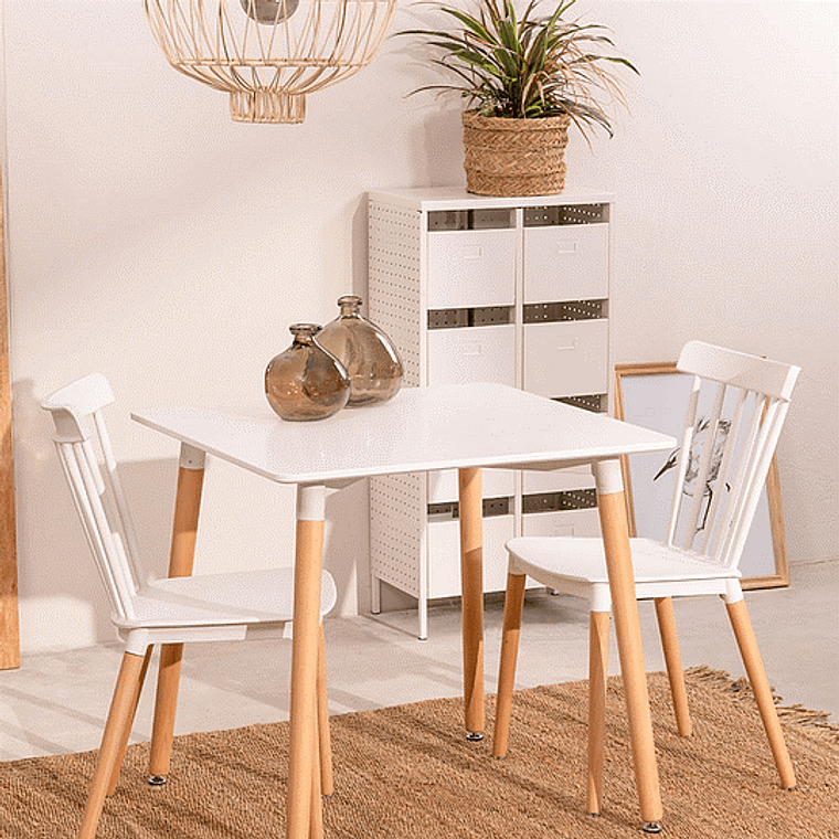 Comedor Narvik cuadrado 80x80 cm con 2 Sillas Windsor 1