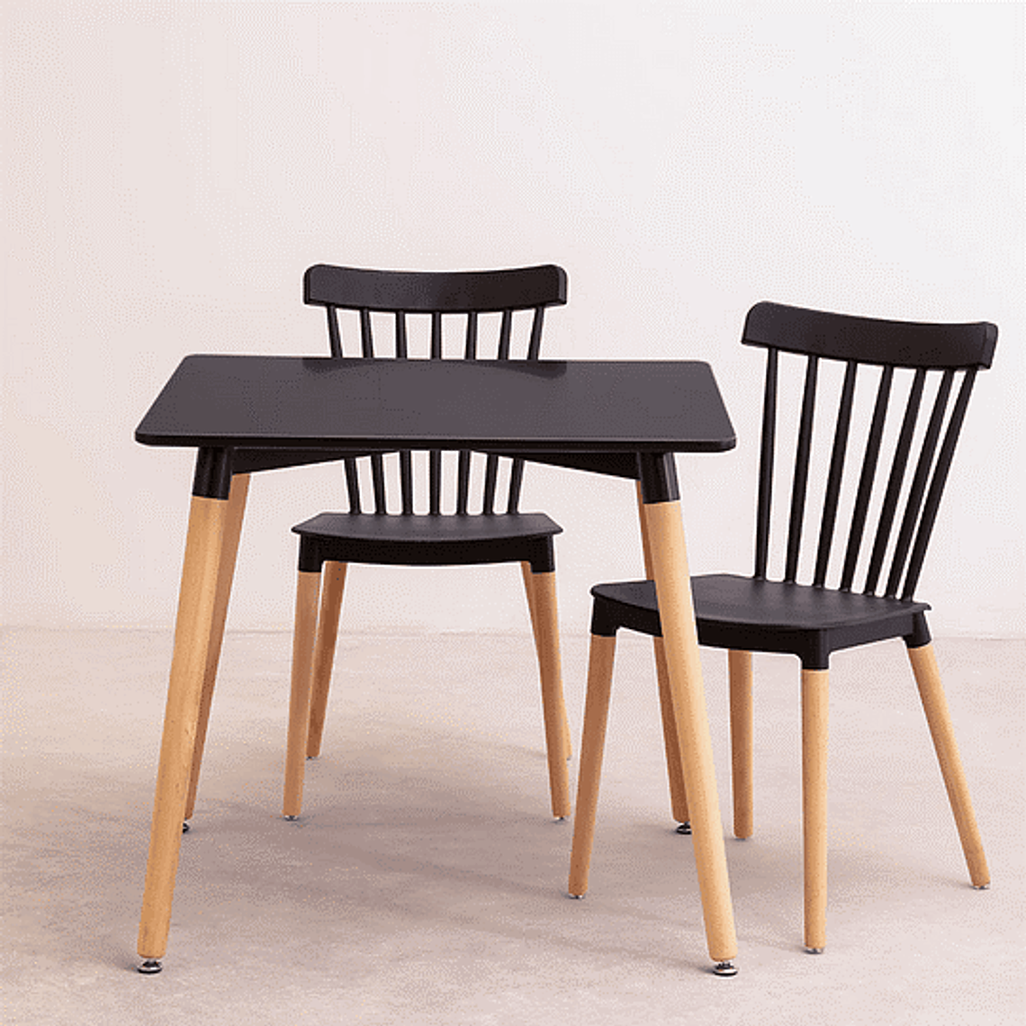 Comedor Narvik cuadrado 80x80 cm con 2 Sillas Windsor 2