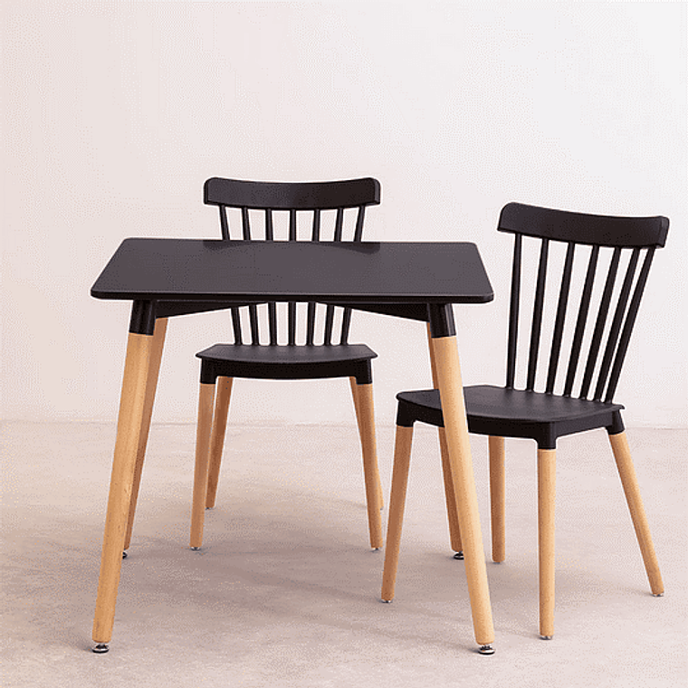 Comedor Narvik cuadrado 80x80 cm con 2 Sillas Windsor 2