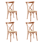 Pack 4 Sillas Crossback Danubio madera rattan natural - Miniatura 1
