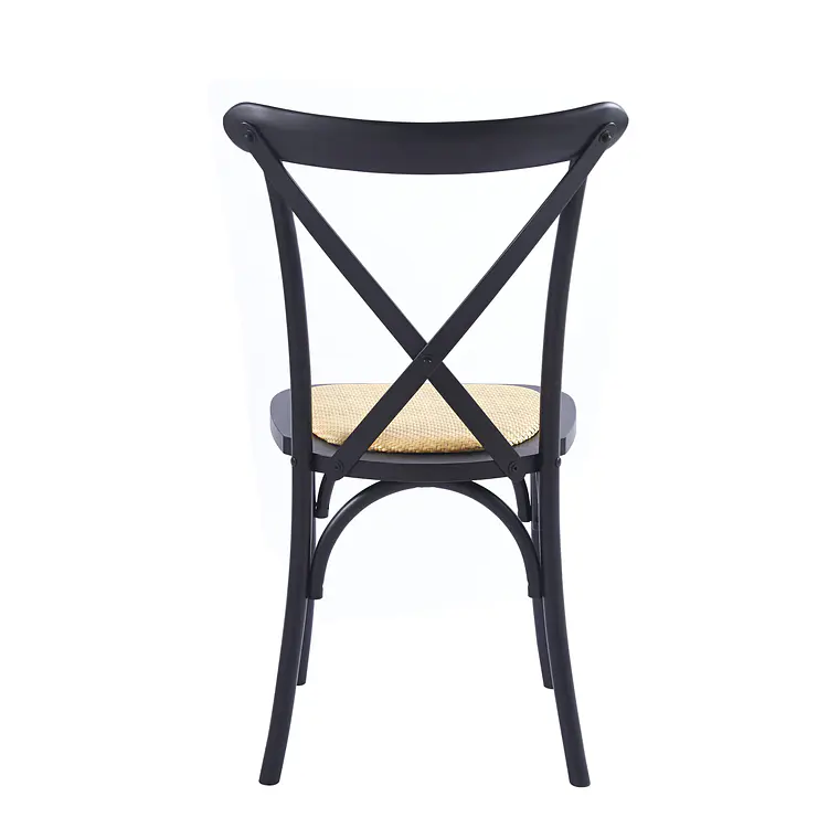 Pack 4 Sillas Crossback Danubio madera rattan negras 4