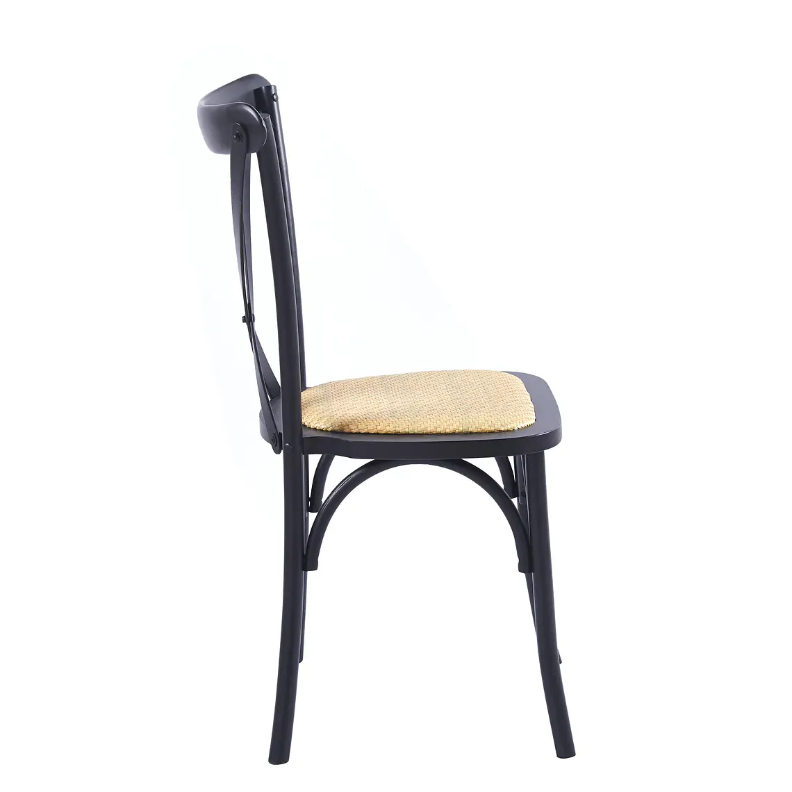 Pack 4 Sillas Crossback Danubio madera rattan negras 5