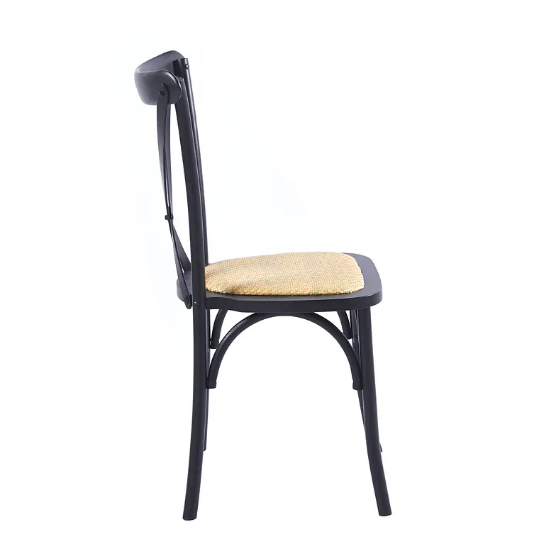 Pack 4 Sillas Crossback Danubio madera rattan negras 5