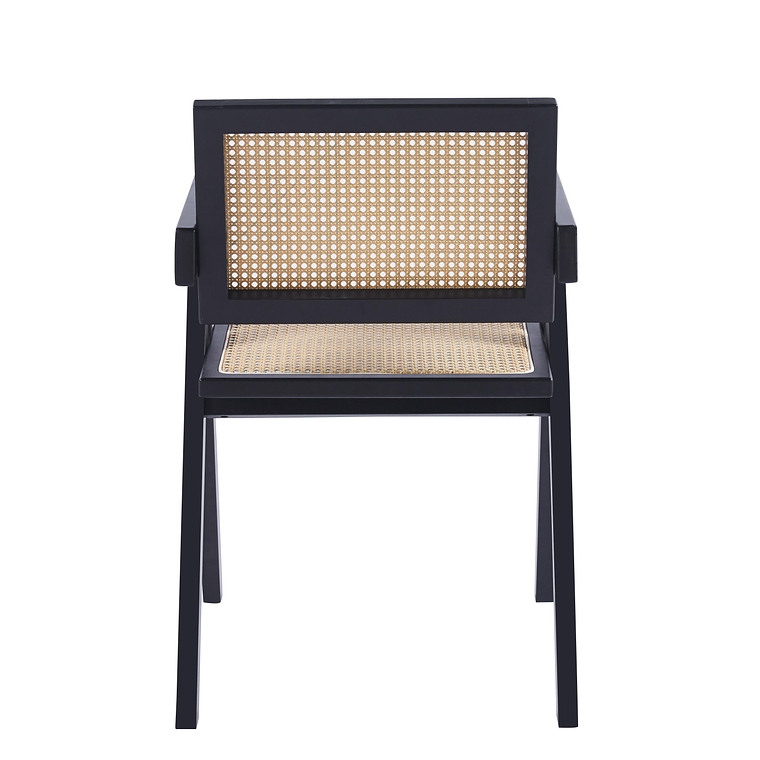 Silla Chandigarh madera rattan negra 3