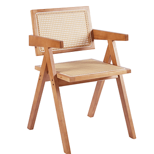 Pack 4 Sillas Chandigarh madera rattan natural