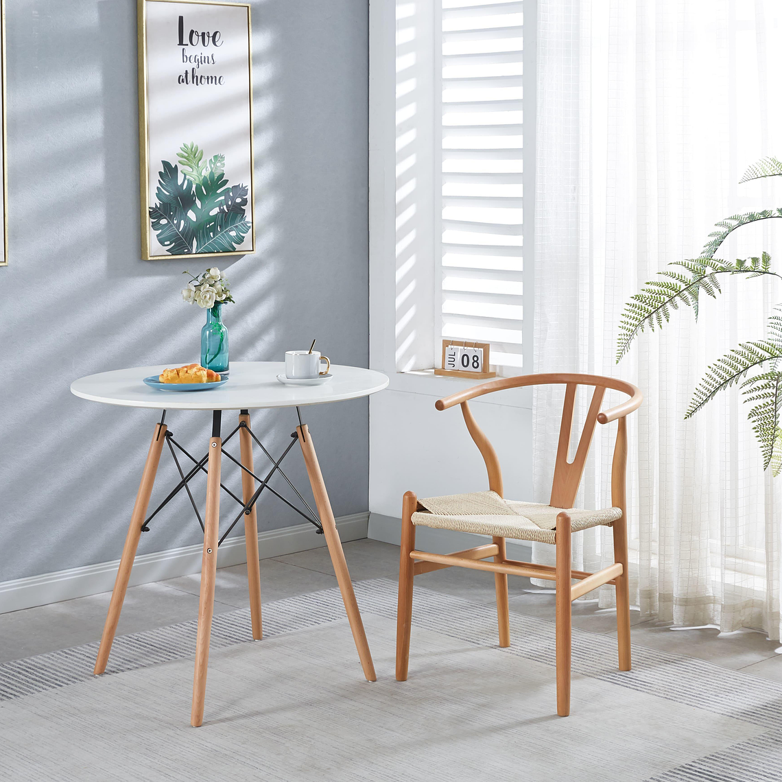 Silla Wishbone madera e hilo de cuerda 8