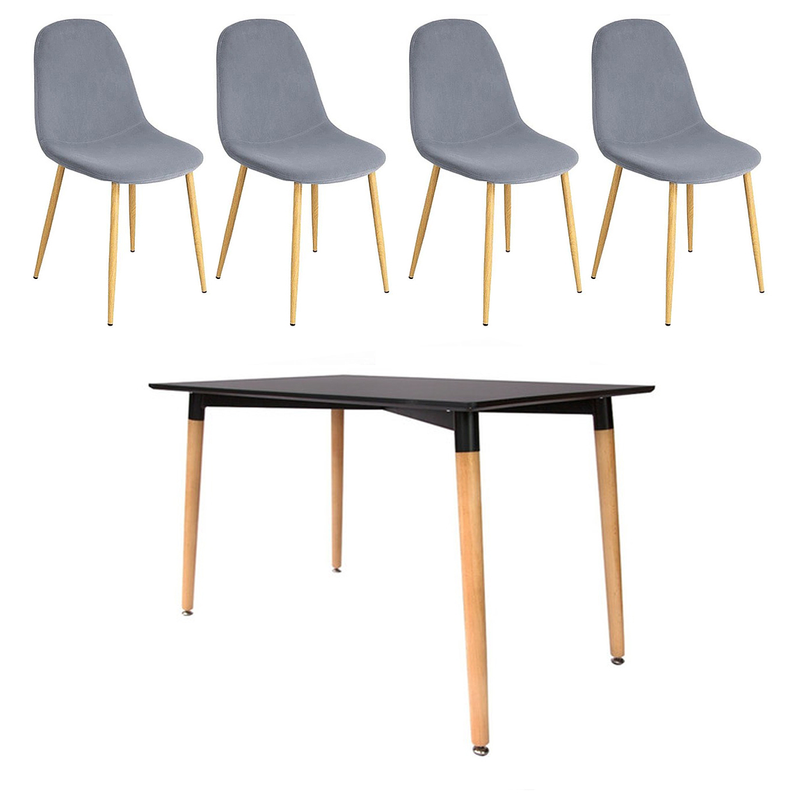 Comedor Evry rectangular blanco con 4 Sillas Spoon Lino 3