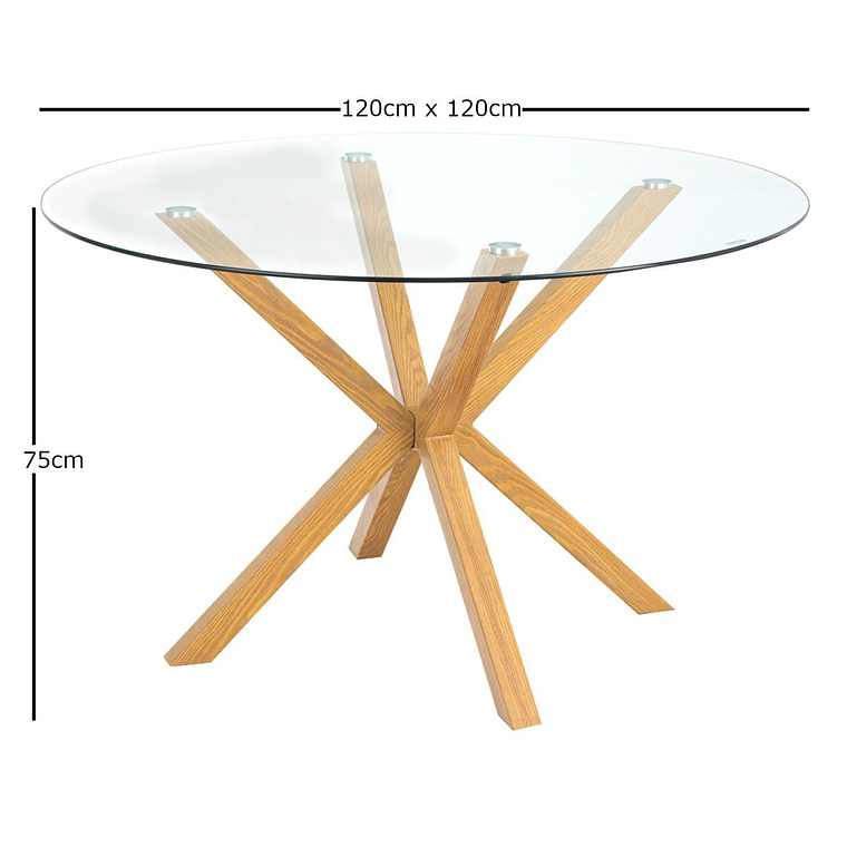 Comedor Jena redondo vidrio 120 cm con 4 Sillas Tulip 14