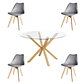 Comedor Jena redondo vidrio 120 cm con 4 Sillas Tulip - Miniatura 3
