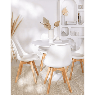 Comedor Ankara redondo blanco 80 cm con 4 Sillas Tulip