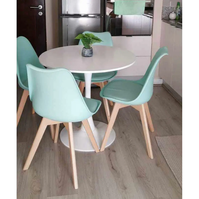 Comedor Ankara redondo blanco 80 cm con 4 Sillas Tulip 10