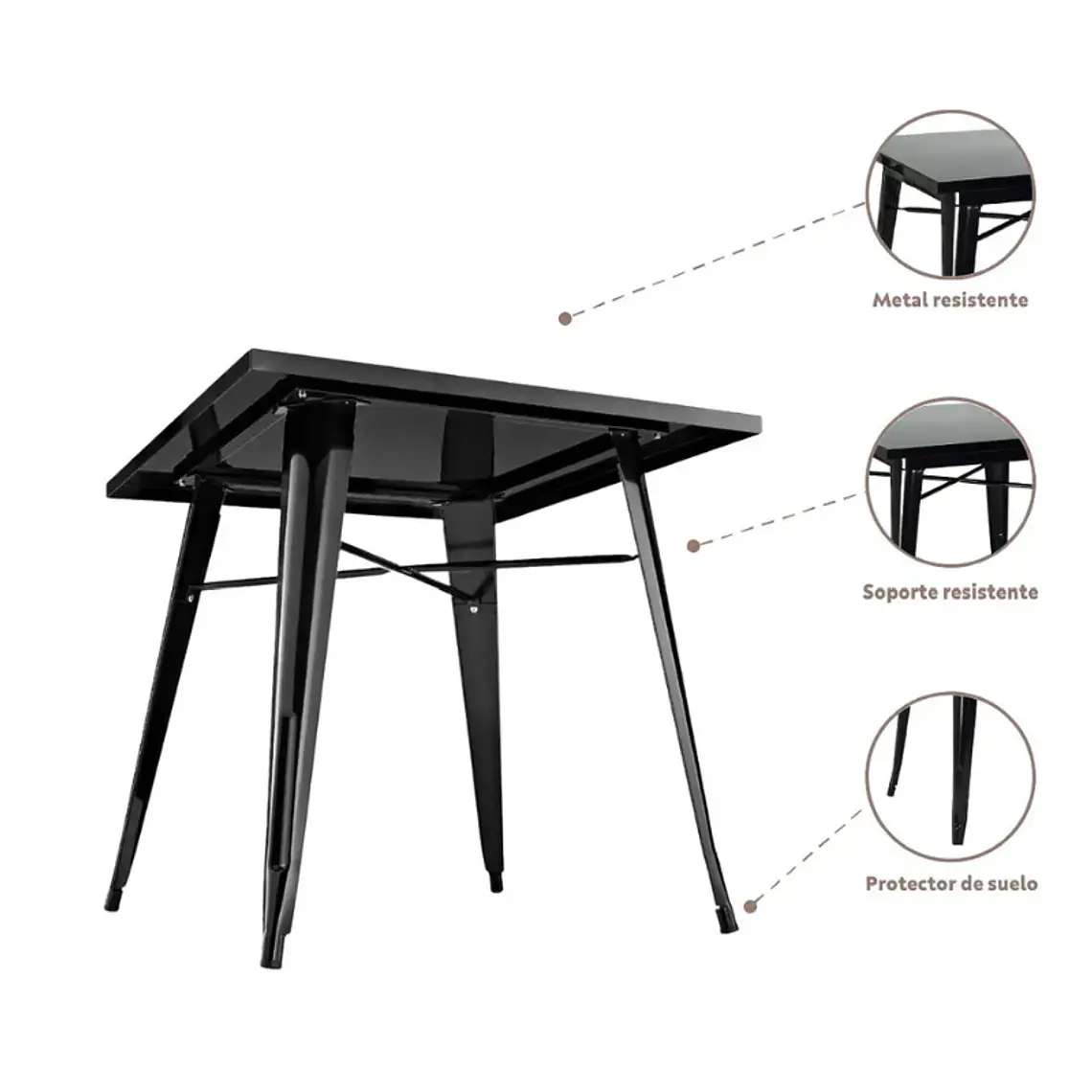 Mesa Tolix Cuadrada 80x80 cm 4