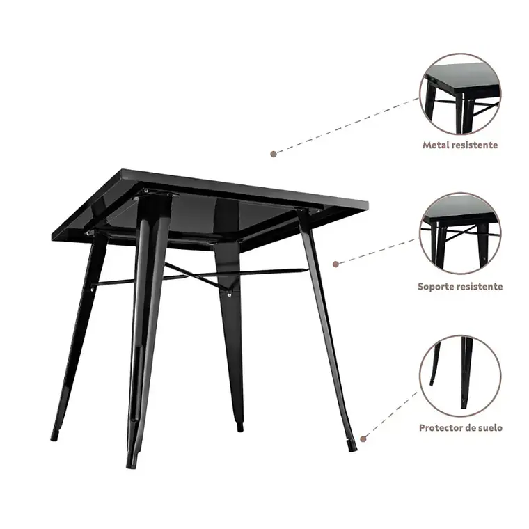 Mesa Tolix Cuadrada 80x80 cm 4
