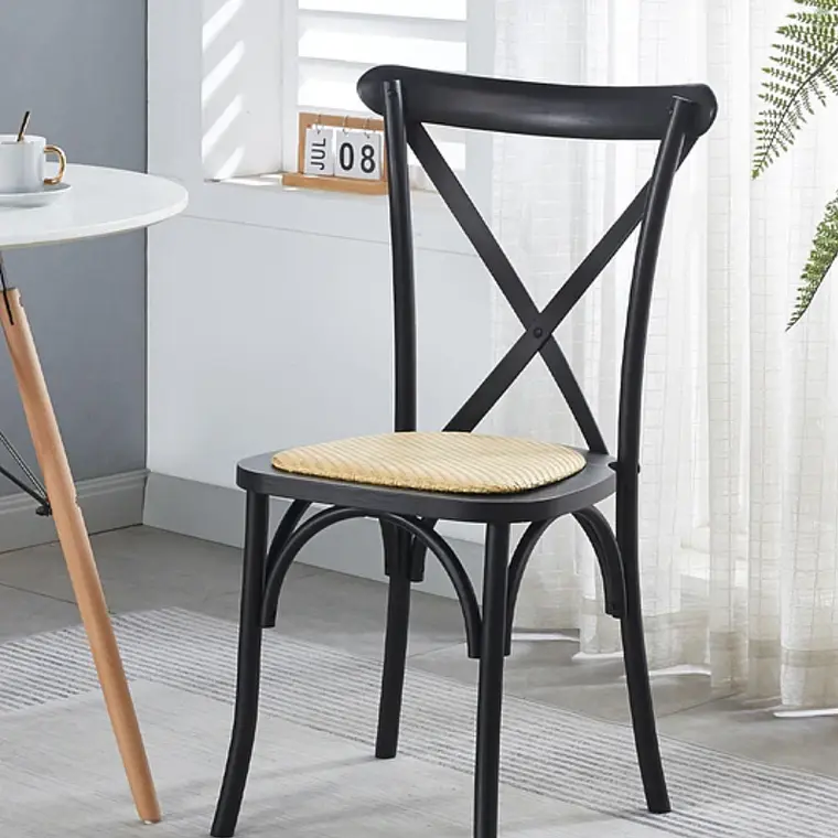 Silla Crossback Danubio madera rattan negra 5