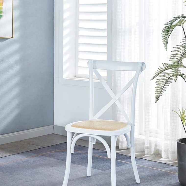 Silla Crossback Danubio madera rattan blanca 5