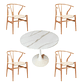 Comedor Bretaña blanco redondo 80 cm con 4 Sillas Wishbone madera - Miniatura 2