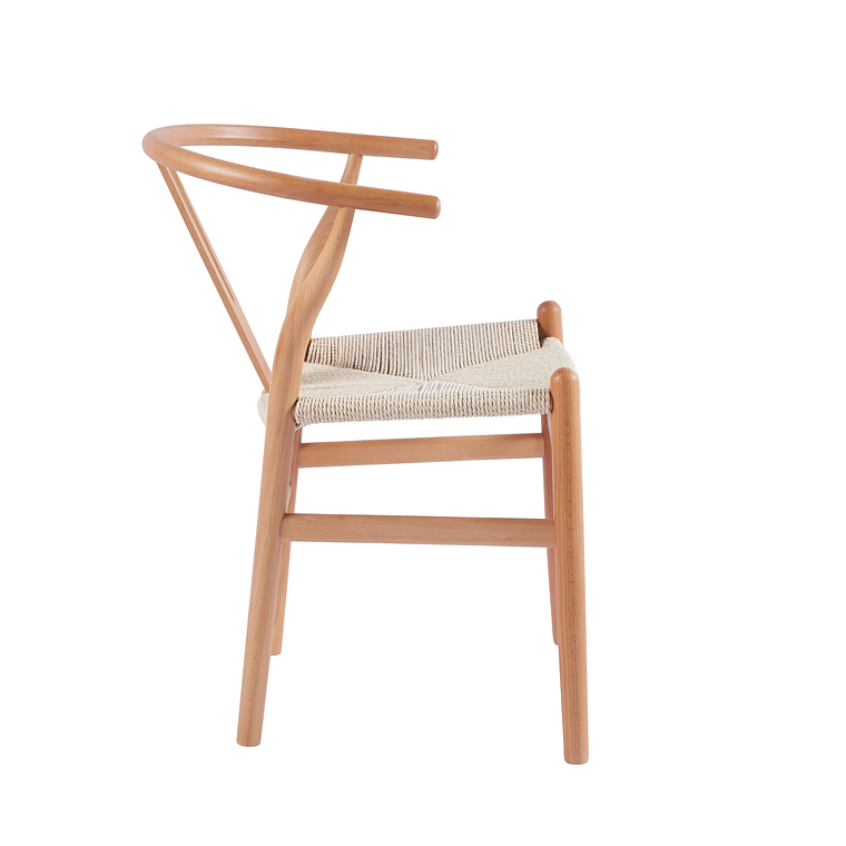 Comedor Bretaña blanco redondo 100 cm con 4 Sillas Wishbone madera 5