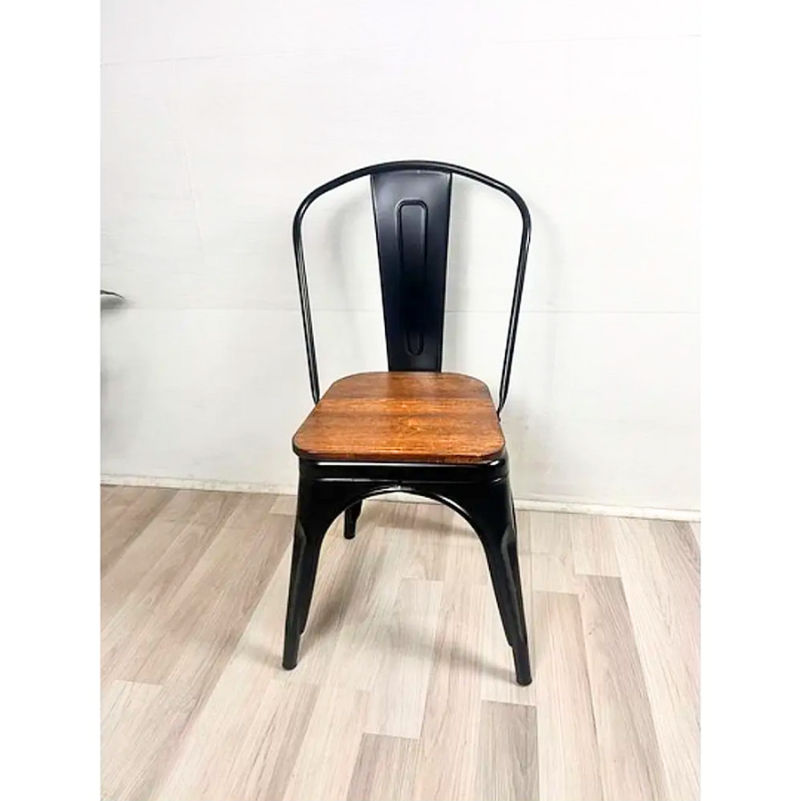 Silla Tolix con asiento madera  1