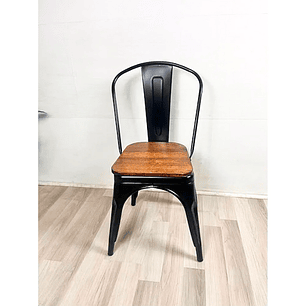 Silla Tolix con asiento madera 