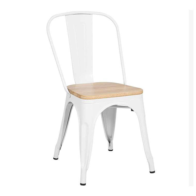 Silla Tolix con asiento madera  2