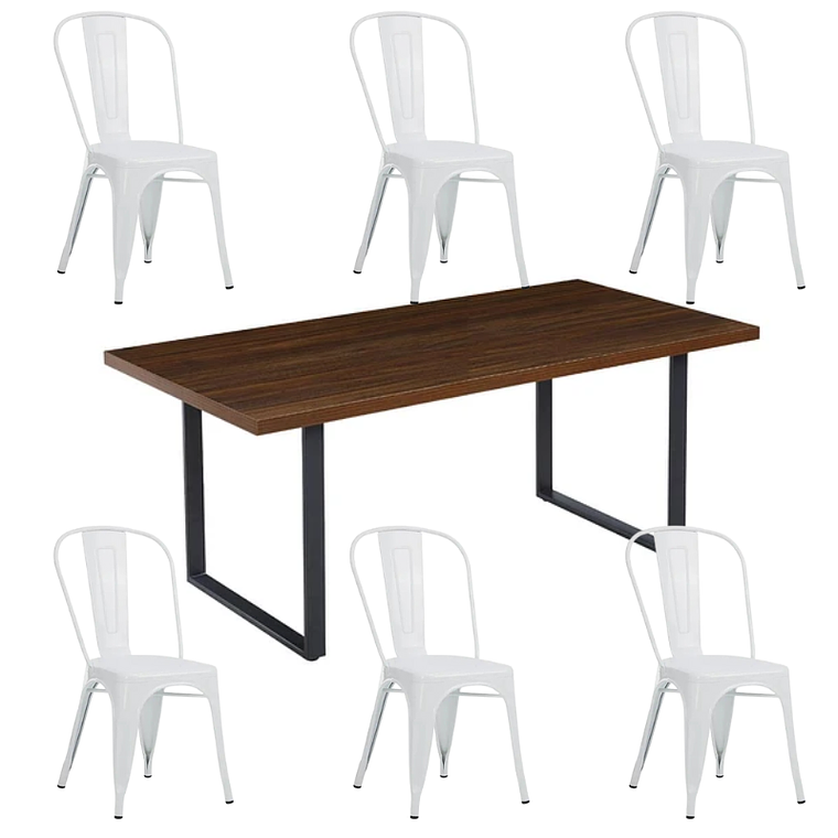 Comedor Bolton rectangular 160x90 cm con 6 Sillas Tolix 3