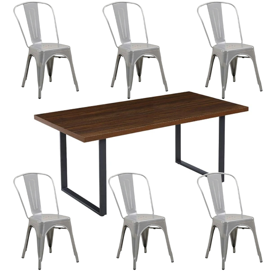 Comedor Bolton rectangular 140x90 cm con 6 Sillas Tolix 3