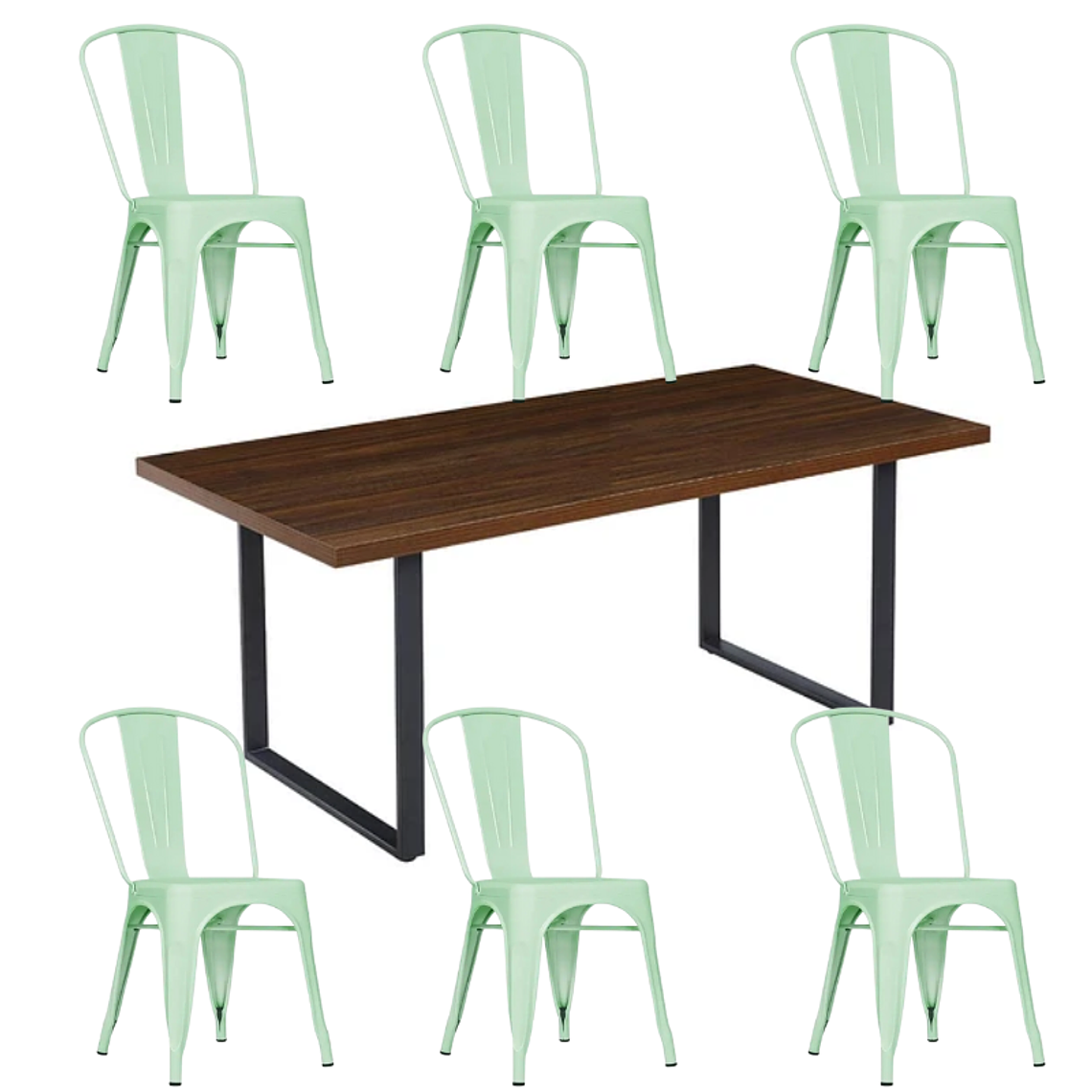 Comedor Bolton rectangular 160x90 cm con 6 Sillas Tolix 5