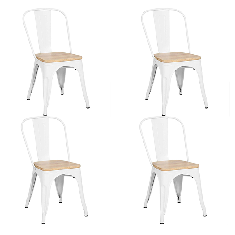 Pack 4 Sillas Tolix con asiento madera clara 3