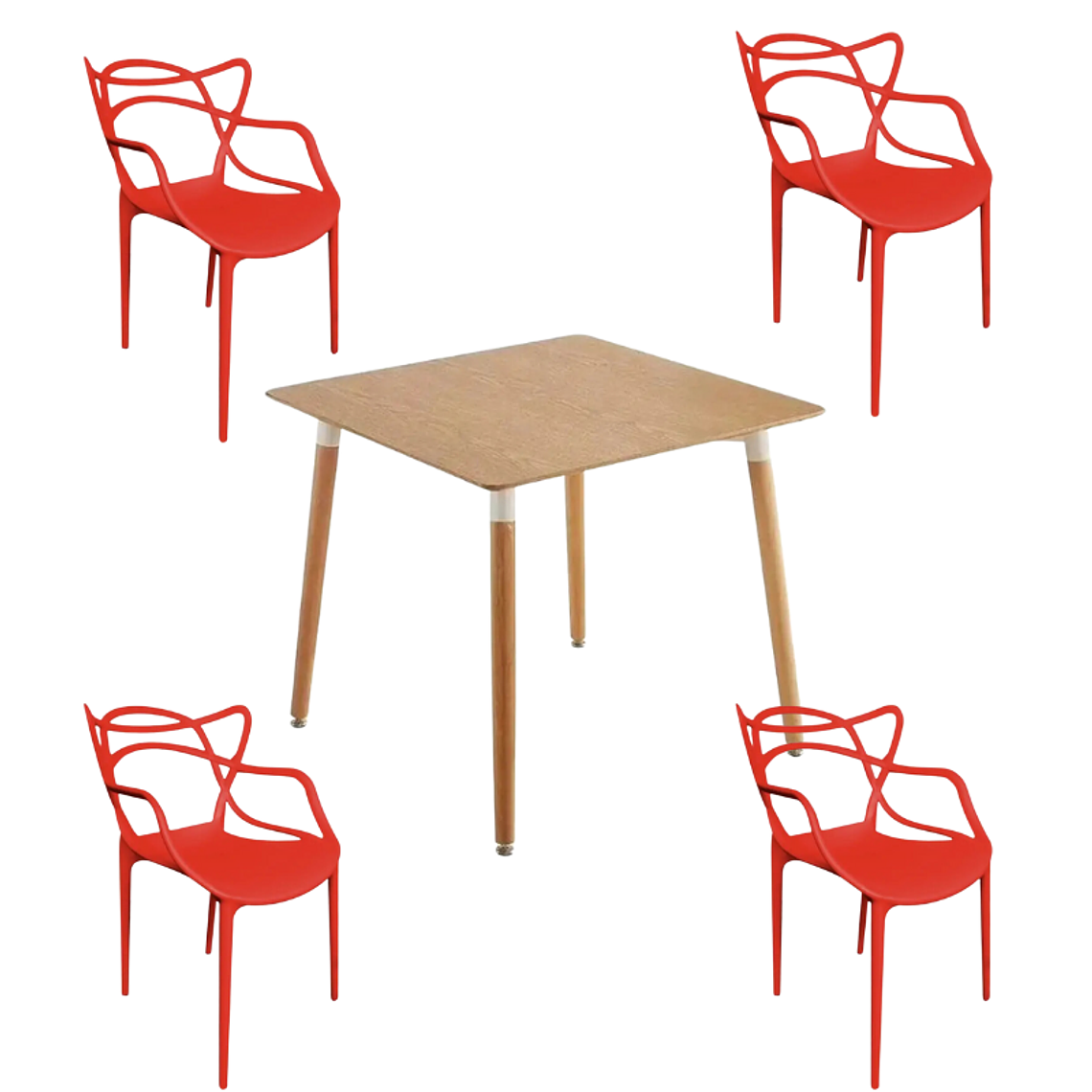 Comedor Lucca cuadrado madera 80x80 cm con 4 Sillas Master 4