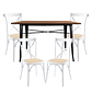 Comedor Kassel rectangular 140x90cm con 4 Silla Danubio madera rattan - Miniatura 2