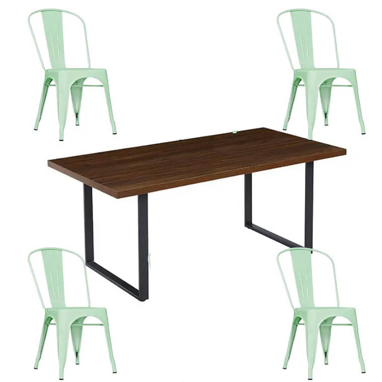 Comedor Bolton rectangular 160x90 cm con 4 Sillas Tolix 4