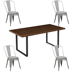 Comedor Bolton rectangular 160x90 cm con 4 Sillas Tolix