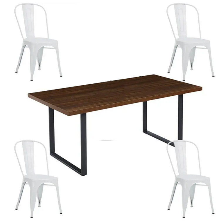 Comedor Bolton rectangular 160x90 cm con 4 Sillas Tolix 5