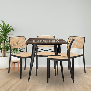 Comedor Brest cuadrado 70x70 cm con 4 Sillas Delta Brown de terraza