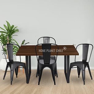 Comedor Bolton rectangular 140x90 cm con 4 Sillas Tolix