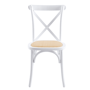 Silla Crossback Danubio madera rattan blanca