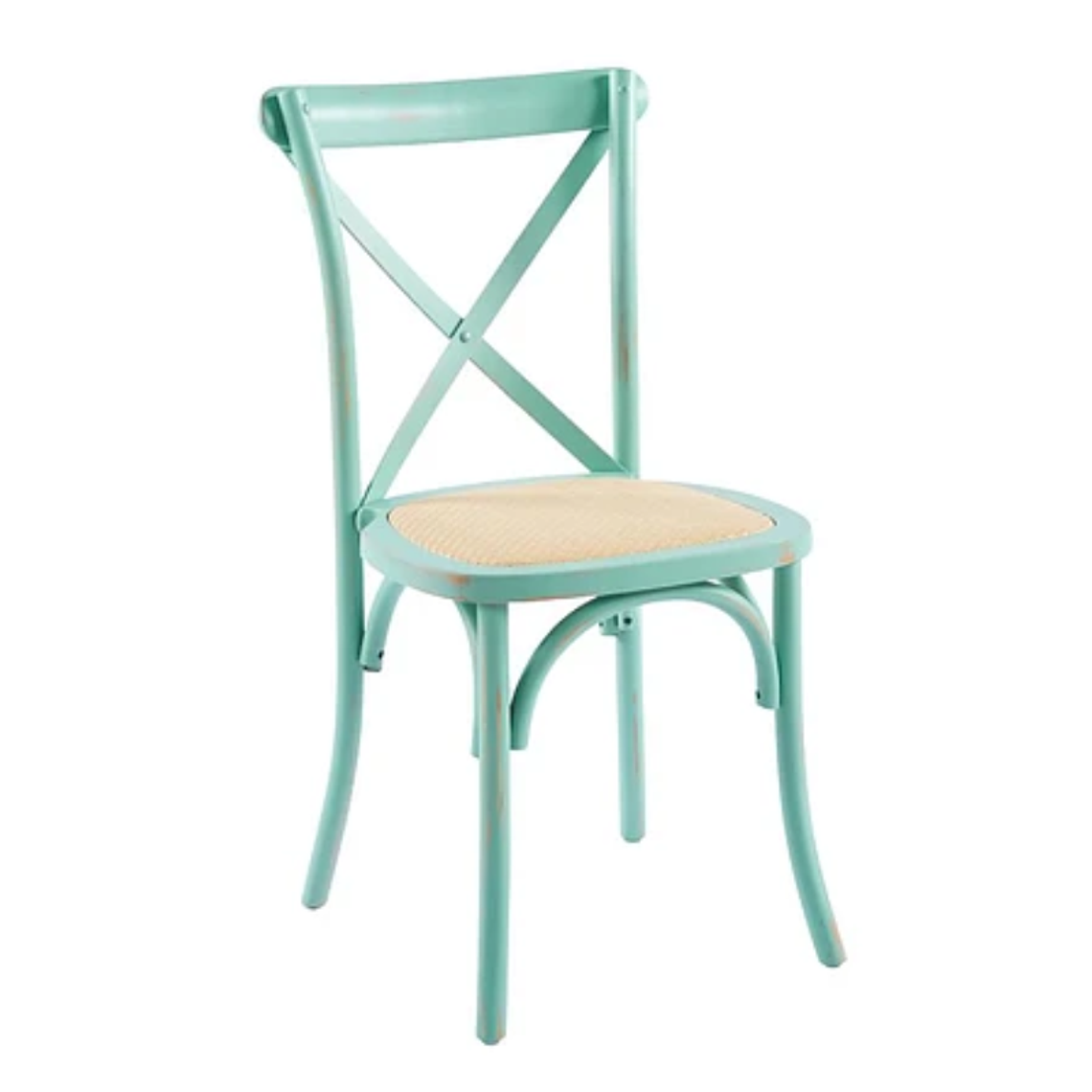 Comedor Konya redondo vidrio 100 cm con 4 Silla Crossback Danubio madera rattan 7