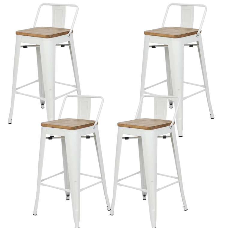 Pack 4 Taburetes Piso Tolix 66 cm con asiento madera natural 3